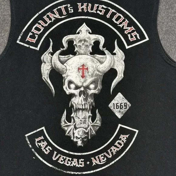 Counts Kustoms Las Vegas Skull Graphic Sleeveless T Shirt Mens XL - Picture 7 of 9